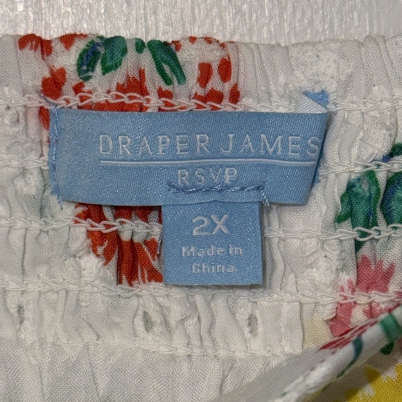 Draper James Top RSVP Floral Smocked Square Neck Eyelet Blouse Women’s 2X - Picture 6 of 10